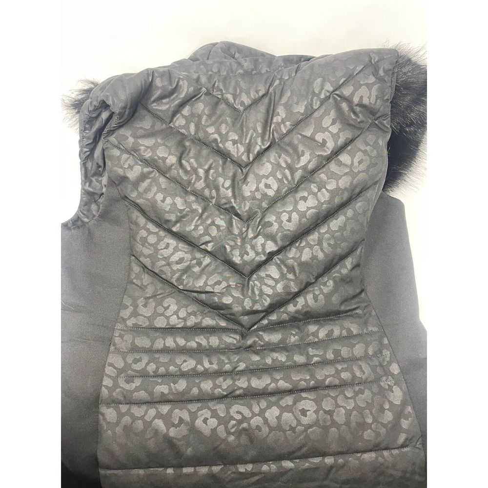 Women's Michael Kors Faux Fur Hood Black Vest Medium M - Picture 3 of 4